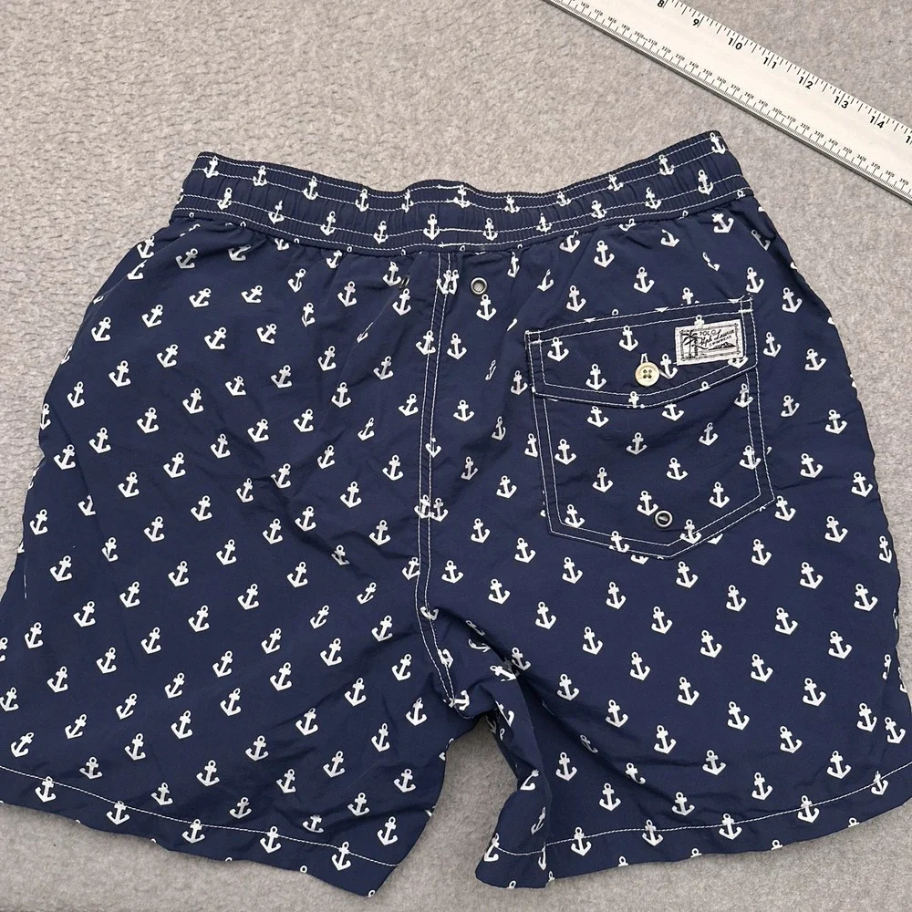 Polo Ralph Lauren Swim Trunks Mens Small Anchor All Over Print Mesh Lined Preppy